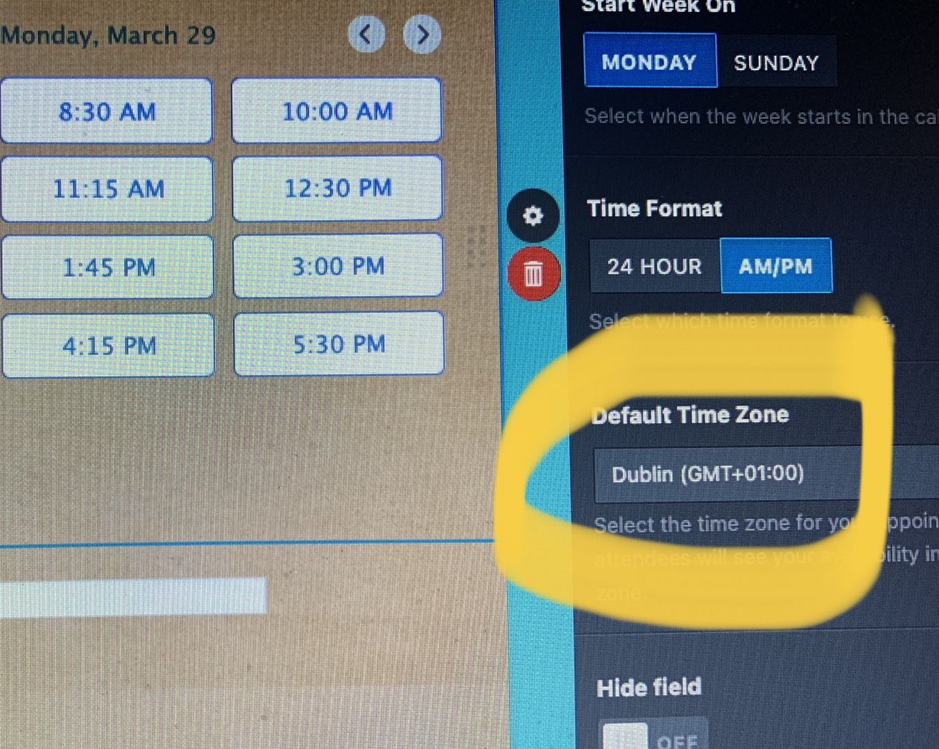 Appointment widget Dublin timezone is now GMT+1 since European DLS today